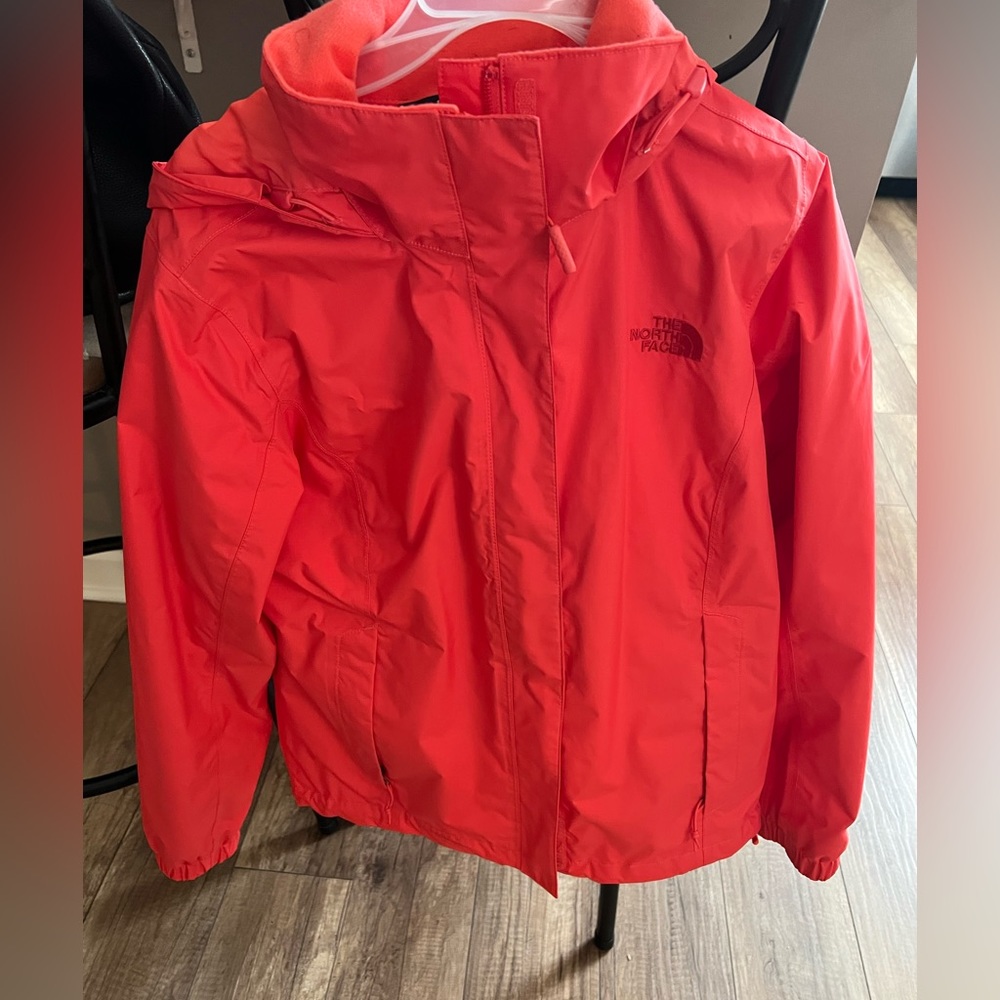 Red Northface ski jacket